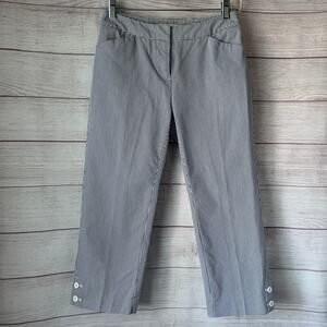 Jones New York Sport Petite Pinstripe Capri Pants Stretch Gray White Size 2P